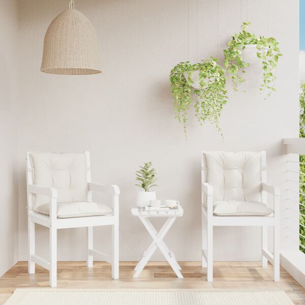 vidaXL Stólsessur Lágt Bak 2 stk. Rjómahvítar 100x50x7 cm Tauáklæði