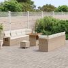 vidaXL Gar&eth;s&oacute;fa sett me&eth; p&uacute;&eth;i 11 pcs Beige og krem p&oacute;l&yacute;rattan