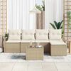 vidaXL S&oacute;fasett me&eth; p&uacute;&eth;i me&eth; geymslu 6 pcs Beige og krem p&oacute;l&yacute;rattan
