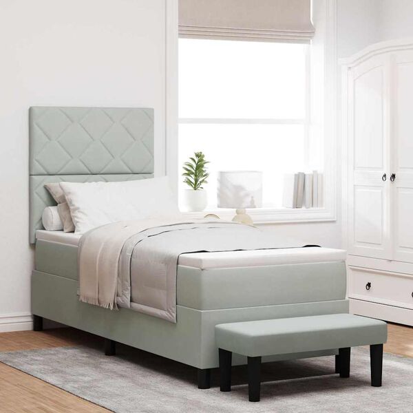 vidaXL Kassi vorinn rúm með dýnu Ljósgrátt 80 x 200 cm Flauel