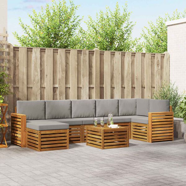 vidaXL S&oacute;fasett 8 pcs N&aacute;tt&uacute;rulegt og Lj&oacute;st Gr&aacute;tt Hrein akas&iacute;utr&eacute;