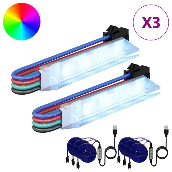 vidaXL LED strimill 2 pcs Svart og fj&ouml;lbreytt litir 1745 mm