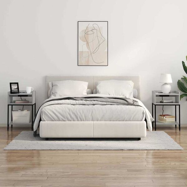 vidaXL Noat&ouml;flu sk&aacute;pur me&eth; hillu 2 pcs Gr&aacute;r Sonoma 40 x 40 x 61 cm