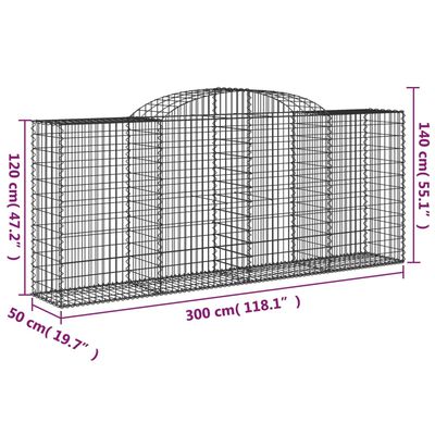 vidaXL Bogadregnir Grjótkassar 6 stk. 300x50x120/140cm Sinkhúðað Járn