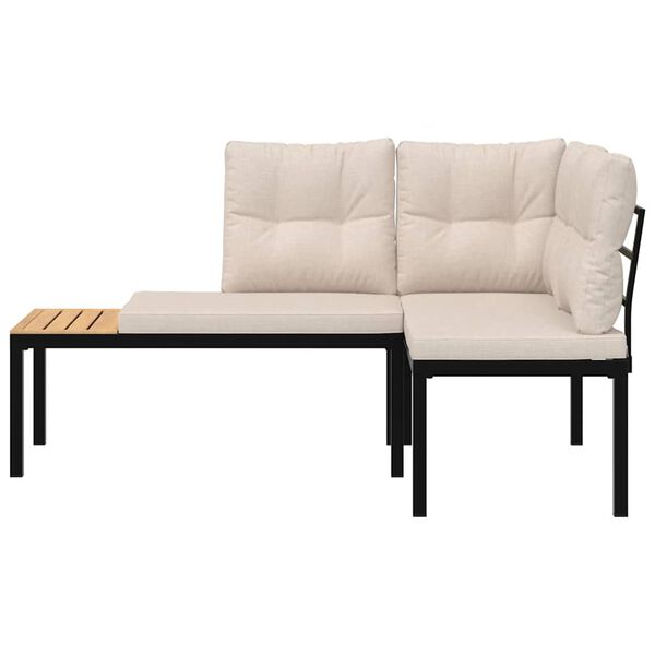 vidaXL Gar&eth;bekkir me&eth; Sessum 2 stk. Svartir Dufth&uacute;&eth;a&eth; St&aacute;l