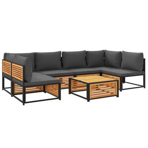 vidaXL 7 Parta Gar&eth;s&oacute;fasett me&eth; Sessum Gegnheill Akas&iacute;uvi&eth;ur