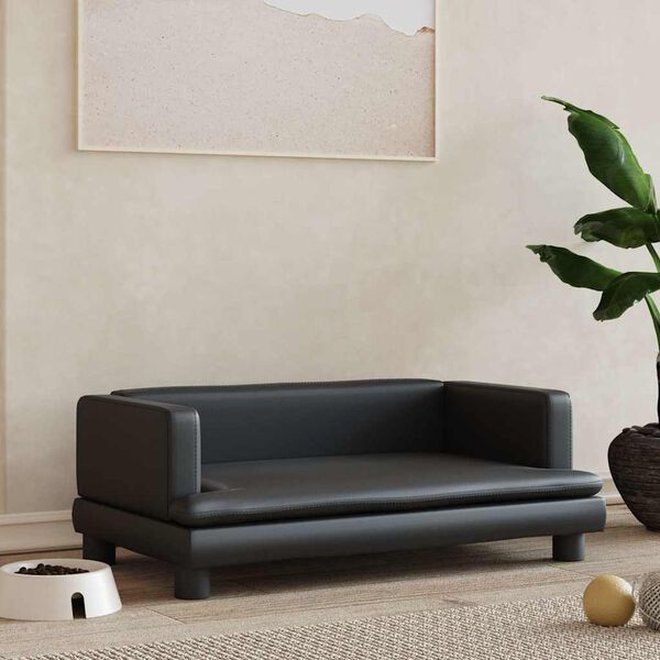 vidaXL Hundab&aelig;li Svart 80x45x30 cm Le&eth;url&iacute;ki