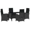 vidaXL Gar&eth;ur bor&eth;sett me&eth; p&uacute;&eth;i 5 pcs Svartur p&oacute;l&yacute;rattan