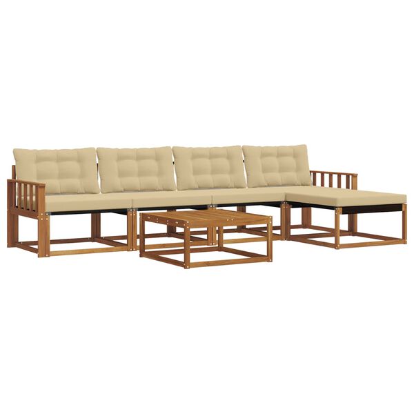 vidaXL &Uacute;ti s&oacute;fasett me&eth; p&uacute;&eth;i 6 pcs N&aacute;tt&uacute;rulegt og B&eacute;ig