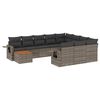 vidaXL 11 Hluta Gar&eth;s&oacute;fasett me&eth; Sessum Gr&aacute;r P&oacute;l&yacute;rattan