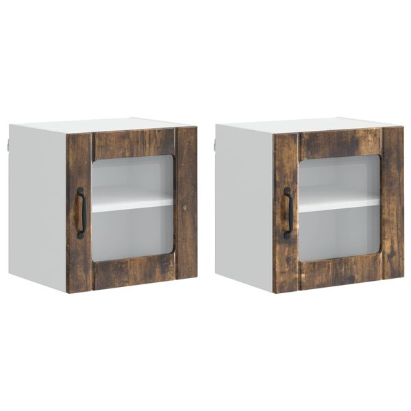 vidaXL Eldh&uacute;s sk&aacute;pur 2 pcs Rau&eth;-eik 40 x 31 x 40 cm Samsettur vi&eth;ur