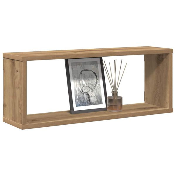 vidaXL veggkubburhillur 4 stk Artisan Oak 60x15x23 cm Hannaður viður