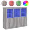 vidaXL Skenkir me&eth; LED Lj&oacute;sum 3 stk. Gr&aacute;ir Sonoma Samsettur Vi&eth;ur