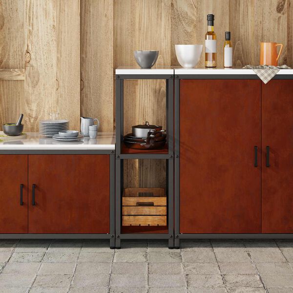 vidaXL Eldh&uacute;s geymsla me&eth; hillu me&eth; geymslu Rusty 60 x 50 x 92 cm St&aacute;l