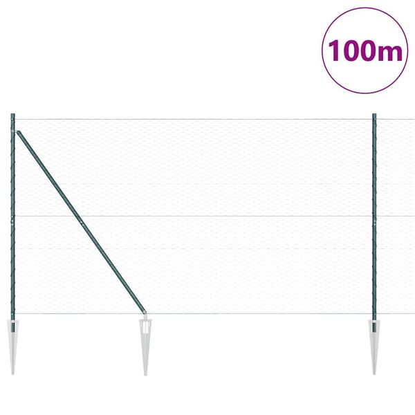 vidaXL Gir&eth;ingarp&oacute;stur Gr&aelig;nn 100 x 1,6 m (36 mm net) St&aacute;l og PVC