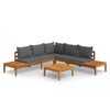 vidaXL 4 stykki gar&eth;setustofusett me&eth; d&ouml;kkgr&aacute;um p&uacute;&eth;um Acacia Wood