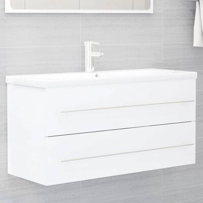 804719 vidaXL Sink Cabinet White 100x38,5x48 cm Chipboard