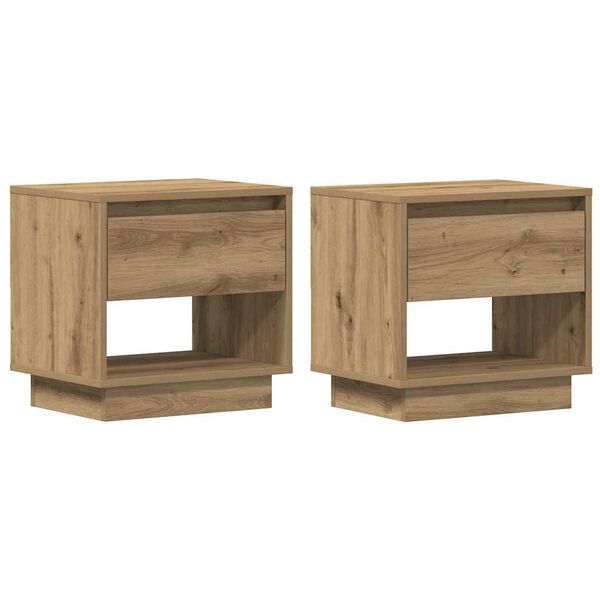 vidaXL Noat&ouml;flur 2 pcs Artisan Eik 45 x 34 x 44 cm Samsettur vi&eth;ur