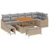 vidaXL Gar&eth;s&oacute;fa sett me&eth; p&uacute;&eth;i 9 pcs Drapplita&eth;ur p&oacute;l&yacute;rattan