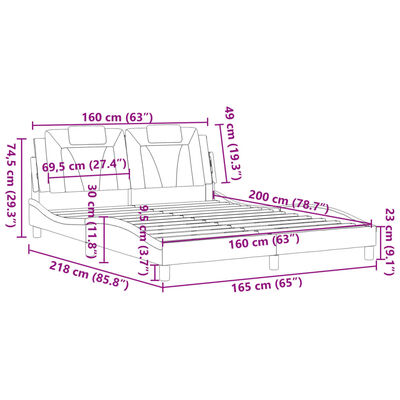 vidaXL Rúmgrind án Dýnu Hvít 160x200 cm Gervileður