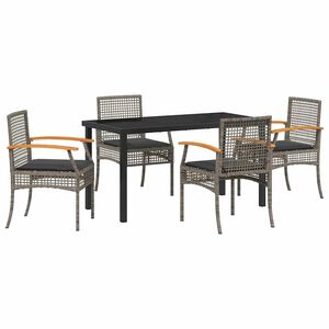 vidaXL Gar&eth;ur bor&eth;sett 5 pcs Gr&aacute;r p&oacute;l&yacute;rattan