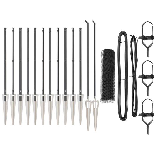 vidaXL Gir&eth;ingarp&oacute;stur Gr&aacute;r 25 x 0,4 m (13 mm net) St&aacute;l og PVC