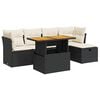 vidaXL 6 stykki gar&eth;s&oacute;fasett me&eth; p&uacute;&eth;um Black Poly Rattan Acacia