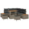 vidaXL Gar&eth;s&oacute;fa sett 8 pcs Gr&aacute;r Poly Rattan og P&uacute;&eth;ur-lakki&eth; St&aacute;l