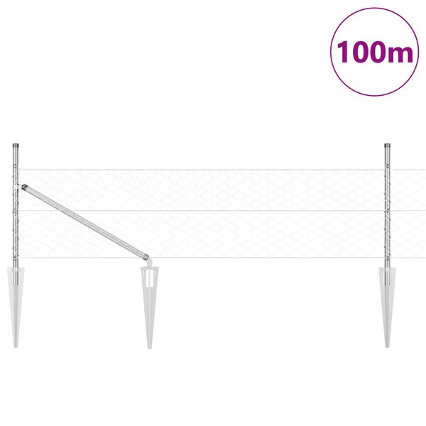 vidaXL Gir&eth;ingarp&oacute;stur Silfur 100 x 0,5 m (50 mm net) St&aacute;l