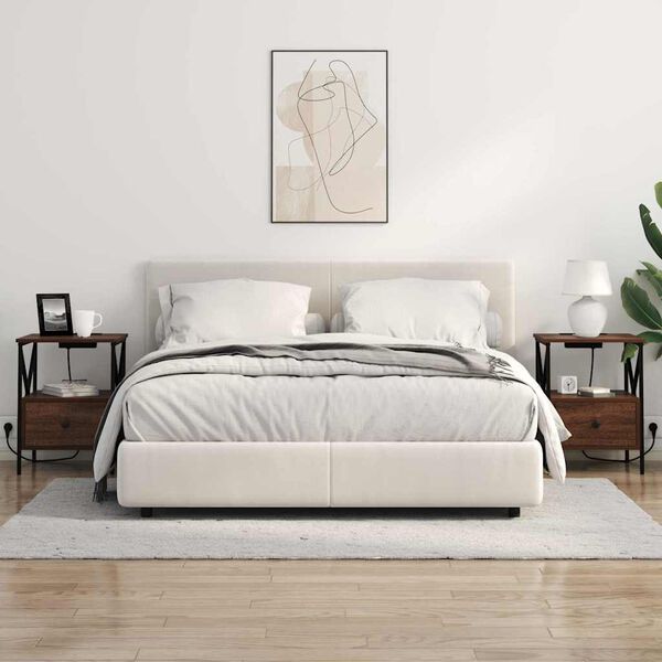 vidaXL Noat&ouml;flu sk&aacute;pur me&eth; sk&uacute;ffu 2 pcs Br&uacute;nn eik 41,5 x 40,5 x 55 cm