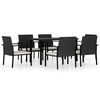 vidaXL 7 Hluta Gar&eth;bor&eth;stofusett P&oacute;l&yacute;rattan Svart