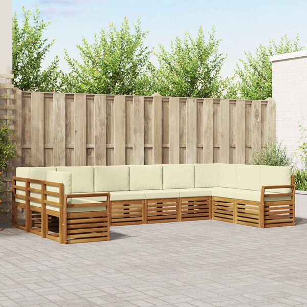 vidaXL Sofav&ouml;ruuppsettning 10 pcs N&aacute;tt&uacute;rulegt og Krem Hrein akas&iacute;utr&eacute;