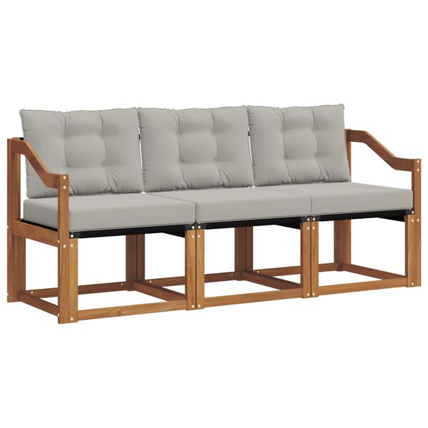 vidaXL &Uacute;ti s&oacute;fasett me&eth; p&uacute;&eth;i 3 pcs N&aacute;tt&uacute;rulegt og Lj&oacute;st Gr&aacute;tt