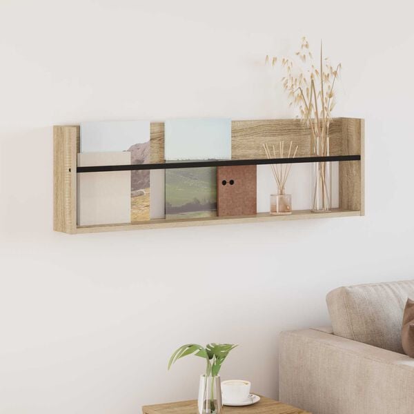 vidaXL T&iacute;marit Hillur Sonoma Eik 100 x 12 x 30 cm Samsettur vi&eth;ur