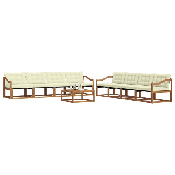 vidaXL &Uacute;ti s&oacute;fasett me&eth; p&uacute;&eth;i 9 pcs N&aacute;tt&uacute;rulegt og Krem