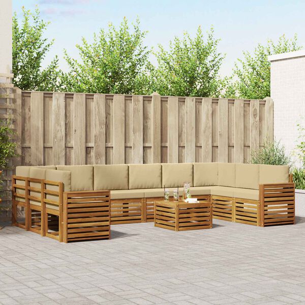 vidaXL Sofav&ouml;ruuppsettning 11 pcs N&aacute;tt&uacute;rulegt og B&eacute;ig Hrein akas&iacute;utr&eacute;