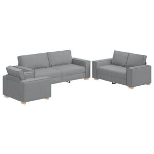 vidaXL S&oacute;fi 3 pcs Lj&oacute;sgr&aacute;r 220 x 80 x 84 cm L&iacute;n-blanda&eth;ur efni