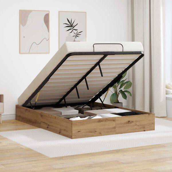 vidaXL Ott&oacute;man s&aelig;ngurrammi Artisan Eik 135 x 190 cm Samsettur vi&eth;ur