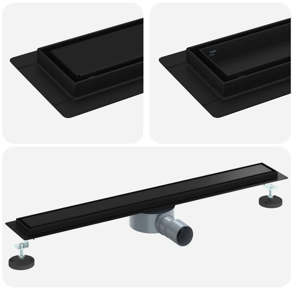 vidaXL Sturtu fr&aacute;rennsli 2-&iacute;-1 me&eth; 360&deg; s&iacute;u Svartur 70 cm