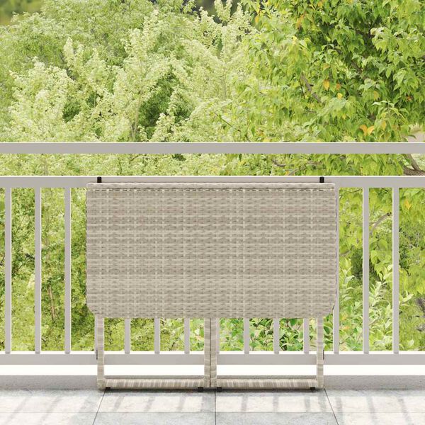 vidaXL fellanlegt garðborð Ljósgrátt 90x51x75 cm Poly Rattan