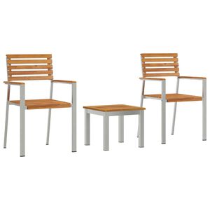 vidaXL Garður borðsett 3 pcs Brúnn Solid teak viður