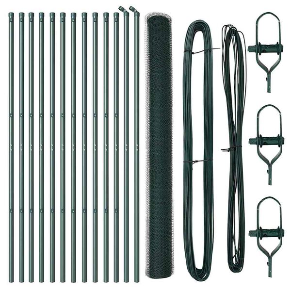 vidaXL Gir&eth;ingarp&oacute;stur Gr&aelig;nn 25 x 1,6 m (13 mm net) St&aacute;l og PVC