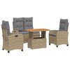 vidaXL 4 Hluta Gar&eth;bor&eth;stofusett me&eth; Sessum Drappa&eth; P&oacute;l&yacute;rattan