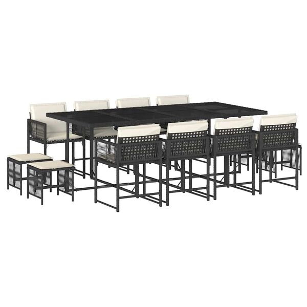 vidaXL 13 Parta Gar&eth;s&oacute;fasett me&eth; Sessum Svart P&oacute;l&yacute;rattan