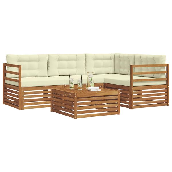 vidaXL &Uacute;ti s&oacute;fasett me&eth; p&uacute;&eth;i 5 pcs N&aacute;tt&uacute;rulegt og Krem