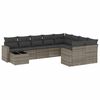 vidaXL 10 Hluta Gar&eth;s&oacute;fasett me&eth; Sessum Gr&aacute;tt P&oacute;l&yacute;rattan