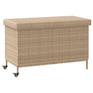 vidaXL Gar&eth;geymslukassi me&eth; hj&oacute;lum Blanda&eth; Beige Poly Rattan