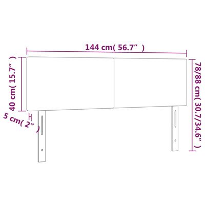 vidaXL Höfðagaflar 2 stk. 72x5x78/88 cm Ljósgrátt Flauel