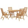 vidaXL Gar&eth;ur bor&eth;sett 5 pcs Br&uacute;nn Solid teak vi&eth;ur