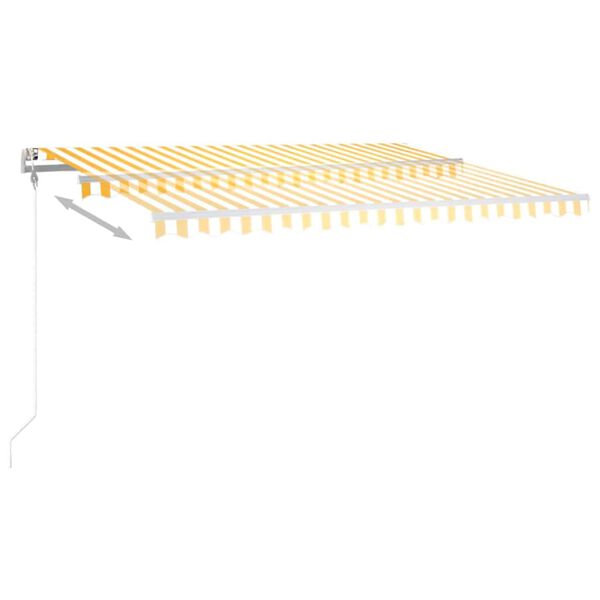 vidaXL Sj&aacute;lfvirkt Skyggni me&eth; LED&Vindskynjara 450x350 cm Gular/Hv&iacute;tar